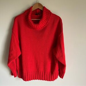 Shannon Passero Women's Red Chunky Knit Fall Winter Sweater 100% Cotton Onesize